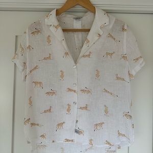 Rails short sleeve button down top
